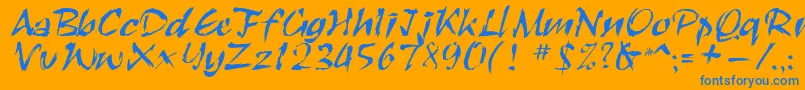 Roughbrush Font – Blue Fonts on Orange Background