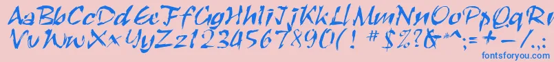 Fonte Roughbrush – fontes azuis em um fundo rosa