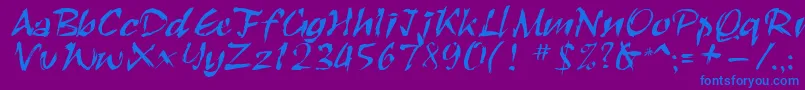 Roughbrush Font – Blue Fonts on Purple Background