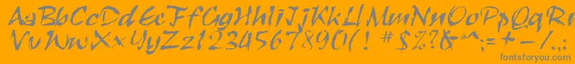 Saiba mais sobre a fonte Roughbrush Fonte Roughbrush – fontes cinzas em um fundo laranja