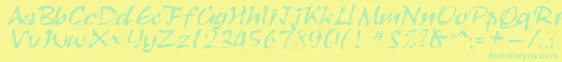 Roughbrush Font – Green Fonts on Yellow Background