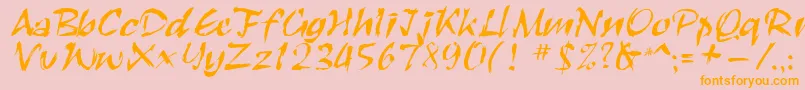 Roughbrush-Schriftart – Orangefarbene Schriften auf rosa Hintergrund