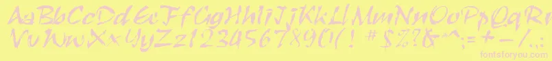 Roughbrush-fontti – vaaleanpunaiset fontit keltaisella taustalla