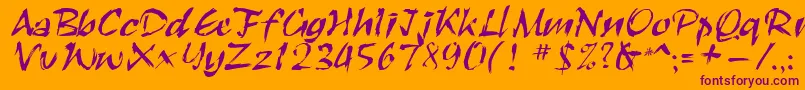 Roughbrush-Schriftart – Violette Schriften auf orangefarbenem Hintergrund