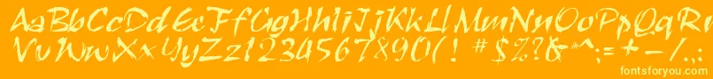 Roughbrush-Schriftart – Gelbe Schriften auf orangefarbenem Hintergrund