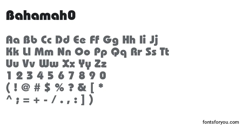 Czcionka Bahamah0 – alfabet, cyfry, specjalne znaki