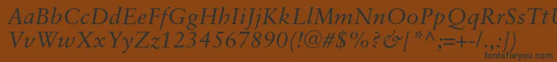 SaboncItalic-fontti – mustat fontit ruskealla taustalla