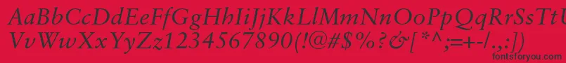 フォントSaboncItalic – 赤い背景に黒い文字