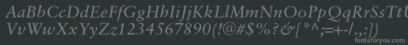 SaboncItalic-fontti – harmaat kirjasimet mustalla taustalla