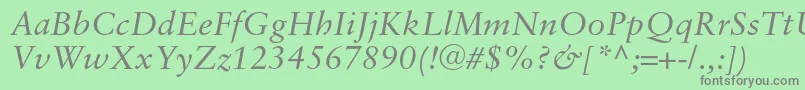 フォントSaboncItalic – 緑の背景に灰色の文字