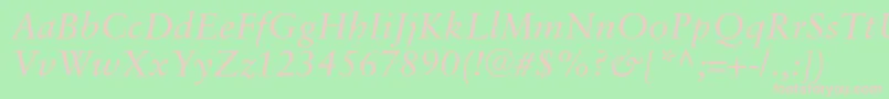 Шрифт SaboncItalic – розовые шрифты на зелёном фоне