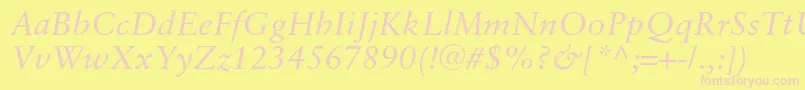 SaboncItalic-Schriftart – Rosa Schriften auf gelbem Hintergrund