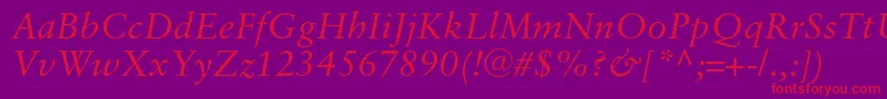 SaboncItalic Font – Red Fonts on Purple Background