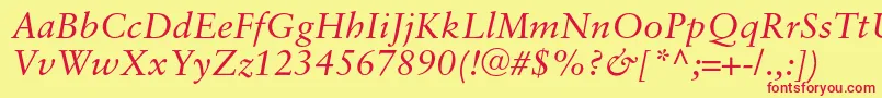 フォントSaboncItalic – 赤い文字の黄色い背景