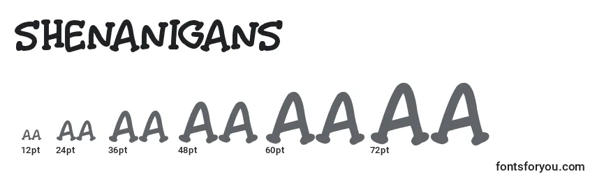 Shenanigans Font Sizes