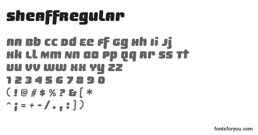 characters of sheaffregular font, letter of sheaffregular font, alphabet of  sheaffregular font