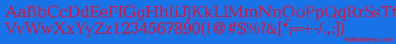 QuantityRegular Font – Red Fonts on Blue Background