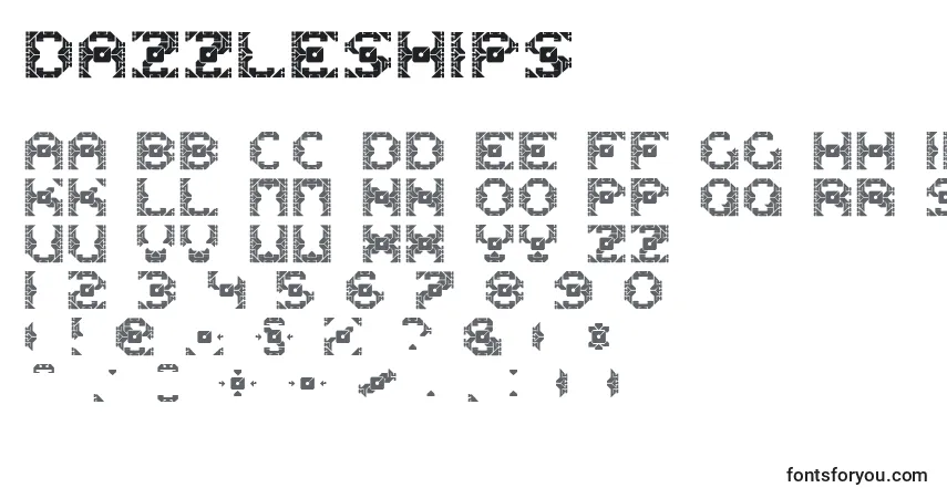 DazzleShips-fontti – aakkoset, numerot, erikoismerkit