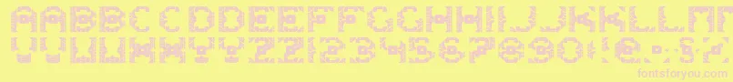 DazzleShips-fontti – vaaleanpunaiset fontit keltaisella taustalla