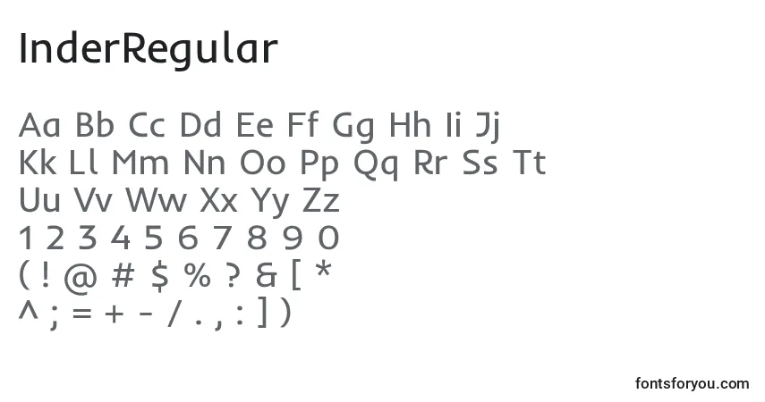 A fonte InderRegular – alfabeto, números, caracteres especiais