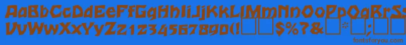 フォントRomulaneagle – 茶色の文字が青い背景にあります。