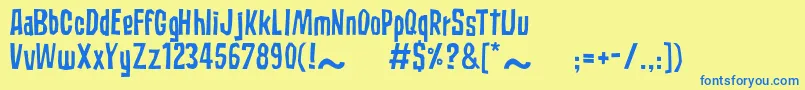 SubaccuzRegular-Schriftart – Blaue Schriften auf gelbem Hintergrund