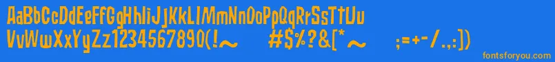 フォントSubaccuzRegular – オレンジ色の文字が青い背景にあります。