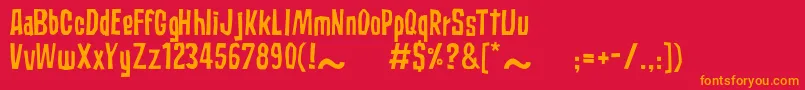 Fonte SubaccuzRegular – fontes laranjas em um fundo vermelho