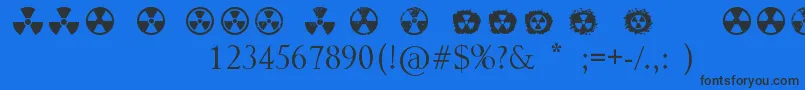 Radiation-Schriftart – Schwarze Schriften auf blauem Hintergrund