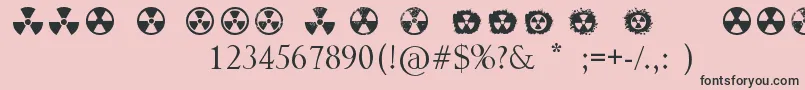 Saiba mais sobre a fonte Radiation Fonte Radiation – fontes pretas em um fundo rosa