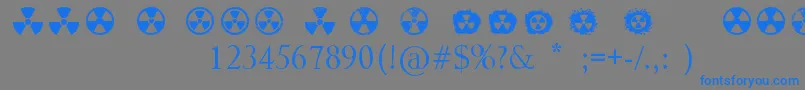 Radiation-Schriftart – Blaue Schriften auf grauem Hintergrund