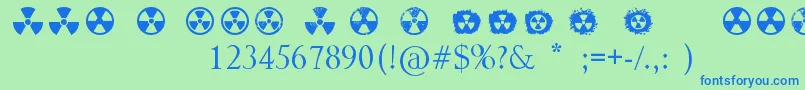 Radiation Font – Blue Fonts on Green Background