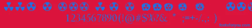 Radiation Font – Blue Fonts on Red Background