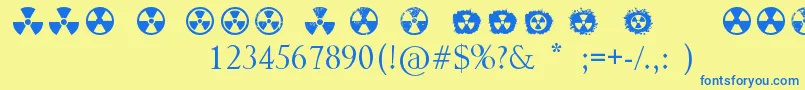 Radiation-Schriftart – Blaue Schriften auf gelbem Hintergrund