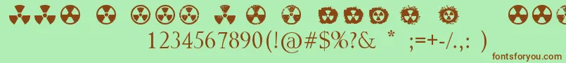 Radiation-Schriftart – Braune Schriften auf grünem Hintergrund
