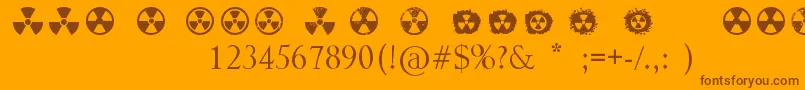 Fonte Radiation – fontes marrons em um fundo laranja