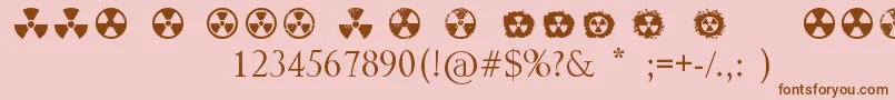 Fonte Radiation – fontes marrons em um fundo rosa