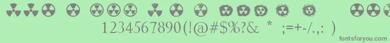 フォントRadiation – 緑の背景に灰色の文字