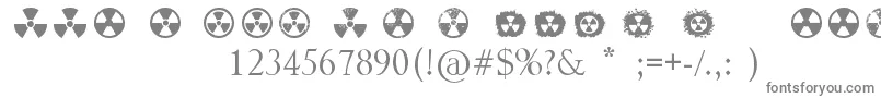 Radiation-fontti – harmaat kirjasimet valkoisella taustalla