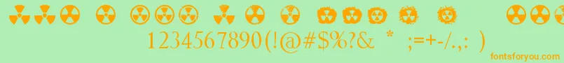 Police Radiation – polices orange sur fond vert