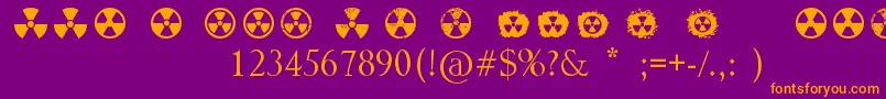 Czcionka Radiation – pomarańczowe czcionki na fioletowym tle