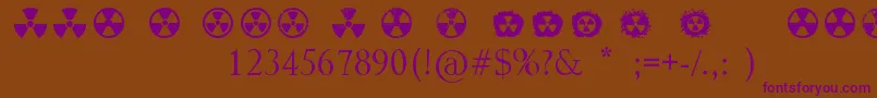Fonte Radiation – fontes roxas em um fundo marrom