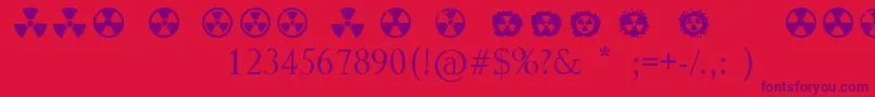 Radiation Font – Purple Fonts on Red Background
