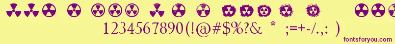Więcej informacji o czcionce Radiation Czcionka Radiation – fioletowe czcionki na żółtym tle