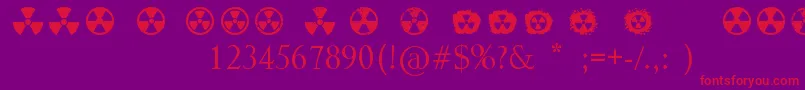 Radiation-fontti – punaiset fontit violetilla taustalla