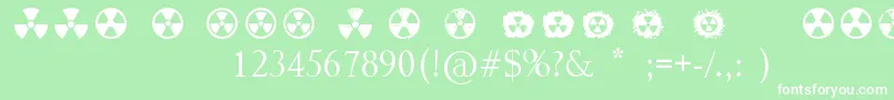 Radiation-Schriftart – Weiße Schriften auf grünem Hintergrund