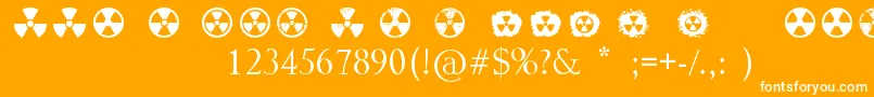 Fonte Radiation – fontes brancas em um fundo laranja
