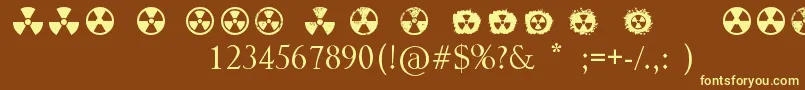 Radiation-fontti – keltaiset fontit ruskealla taustalla