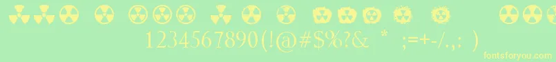 fuente Radiation – Fuentes Amarillas Sobre Fondo Verde