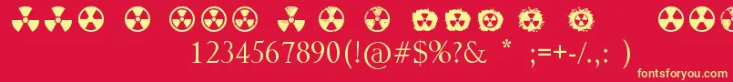 Radiation-Schriftart – Gelbe Schriften auf rotem Hintergrund